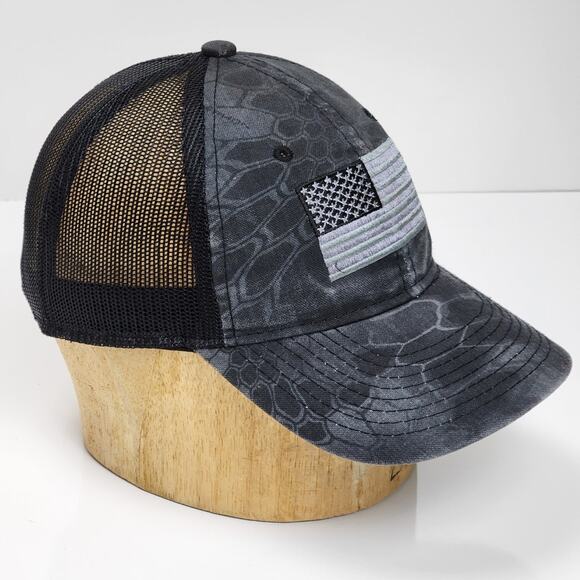 American Flag Embroidered Patch Adjustable Snap Back Gray Baseball Cap Hat - Picture 2 of 8